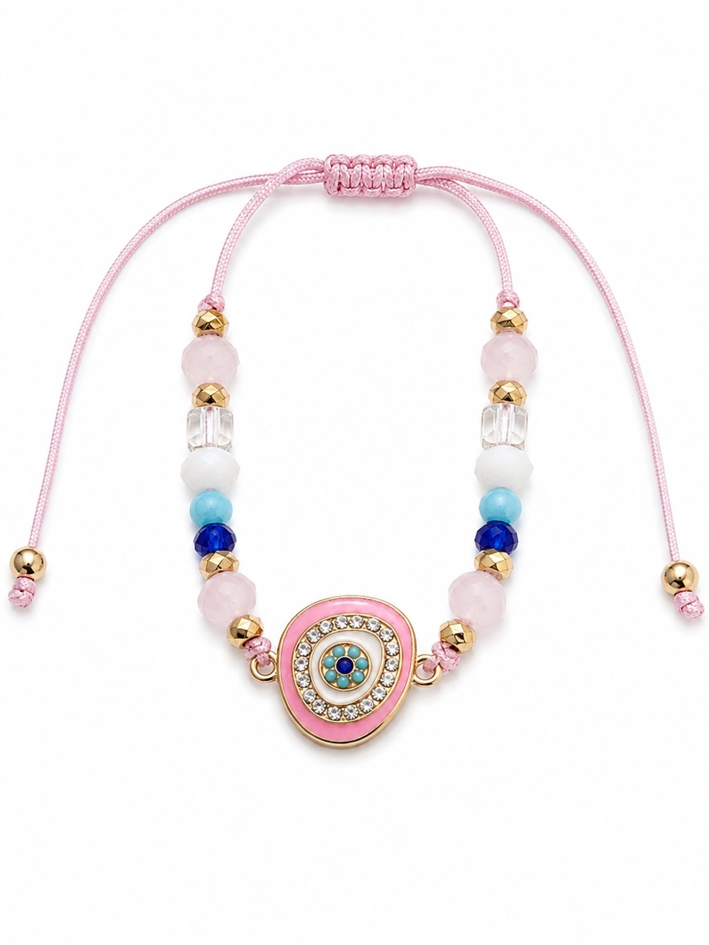 🧿💞Pink Beaded Adjustable Charm Bracelet💞🧿